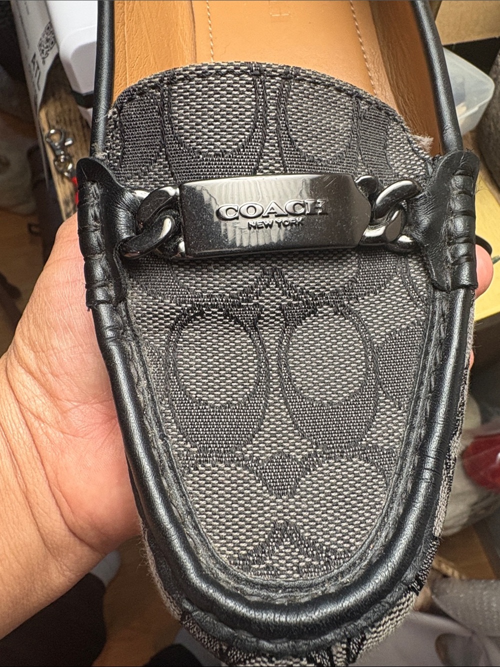 Coach Olive Monogram Loafers - Black/Grey Canvas - Size 9B - Picture 9 of 13
